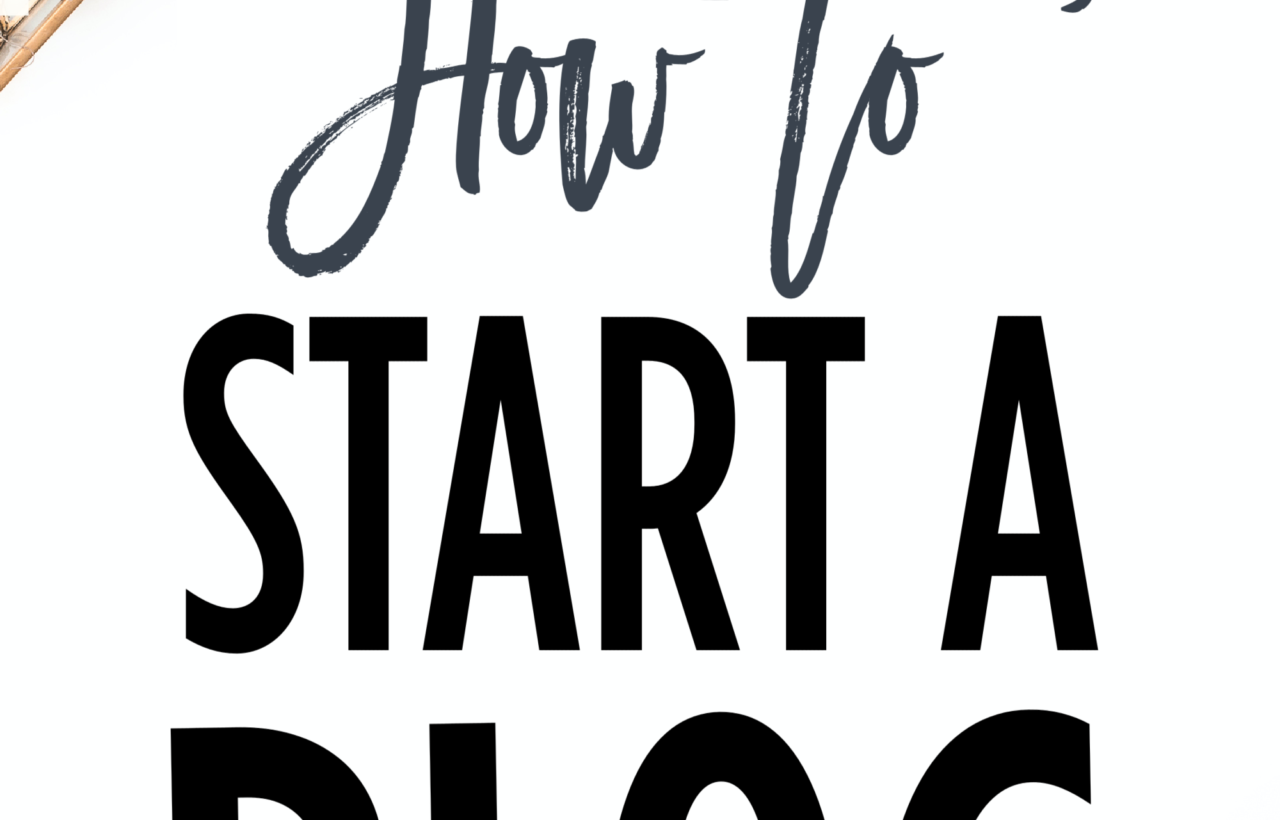Flat lay graphic with candle, notebooks, pencils, and the text "How To START A BLOG."