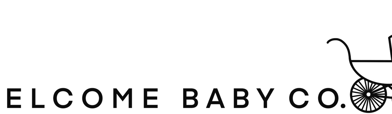 Welcome Baby Co. logo with spaced black lettering and a baby carriage icon